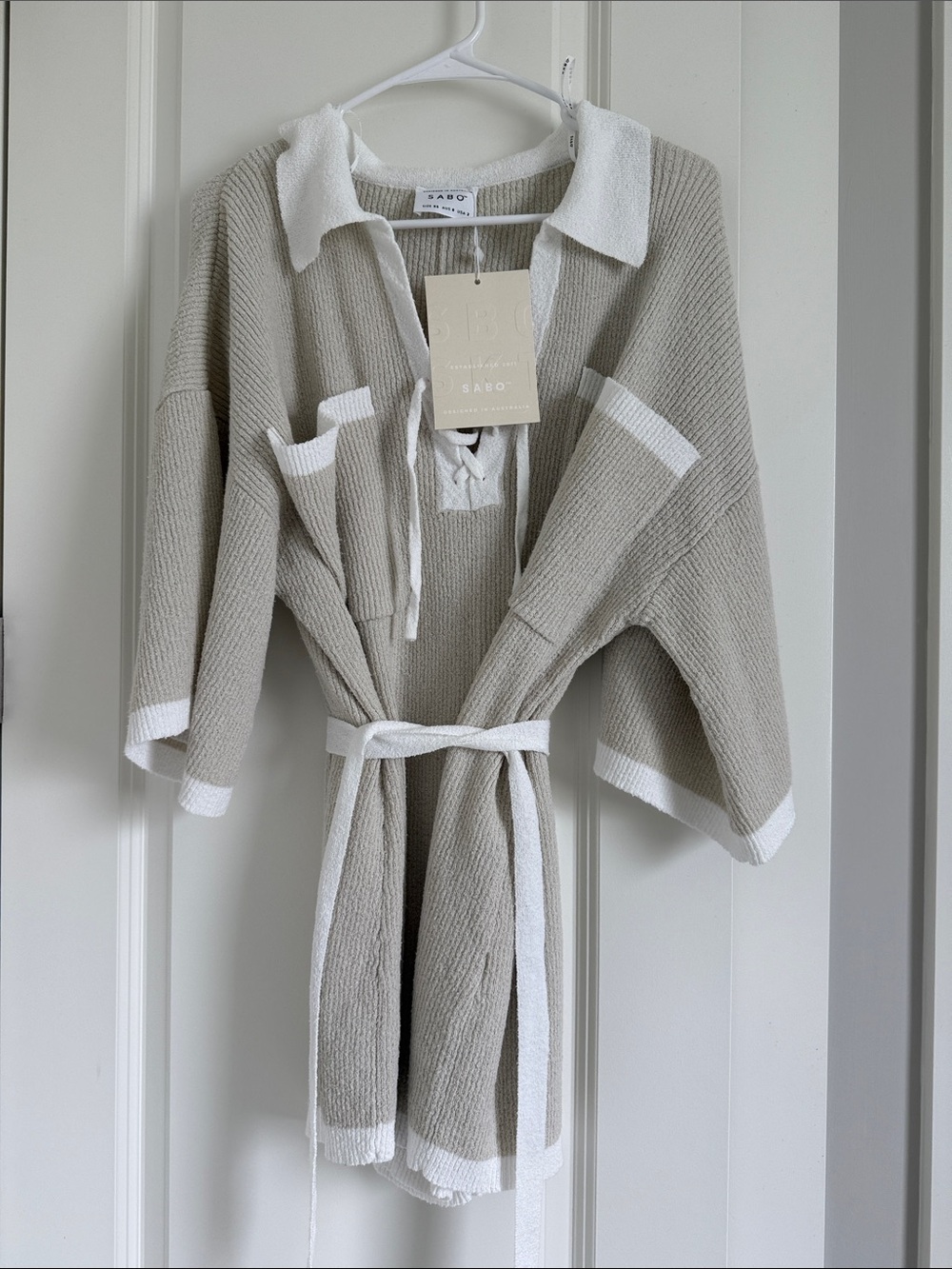 Sabo Skirt Beige and White Knit Romper Jumpsuit
